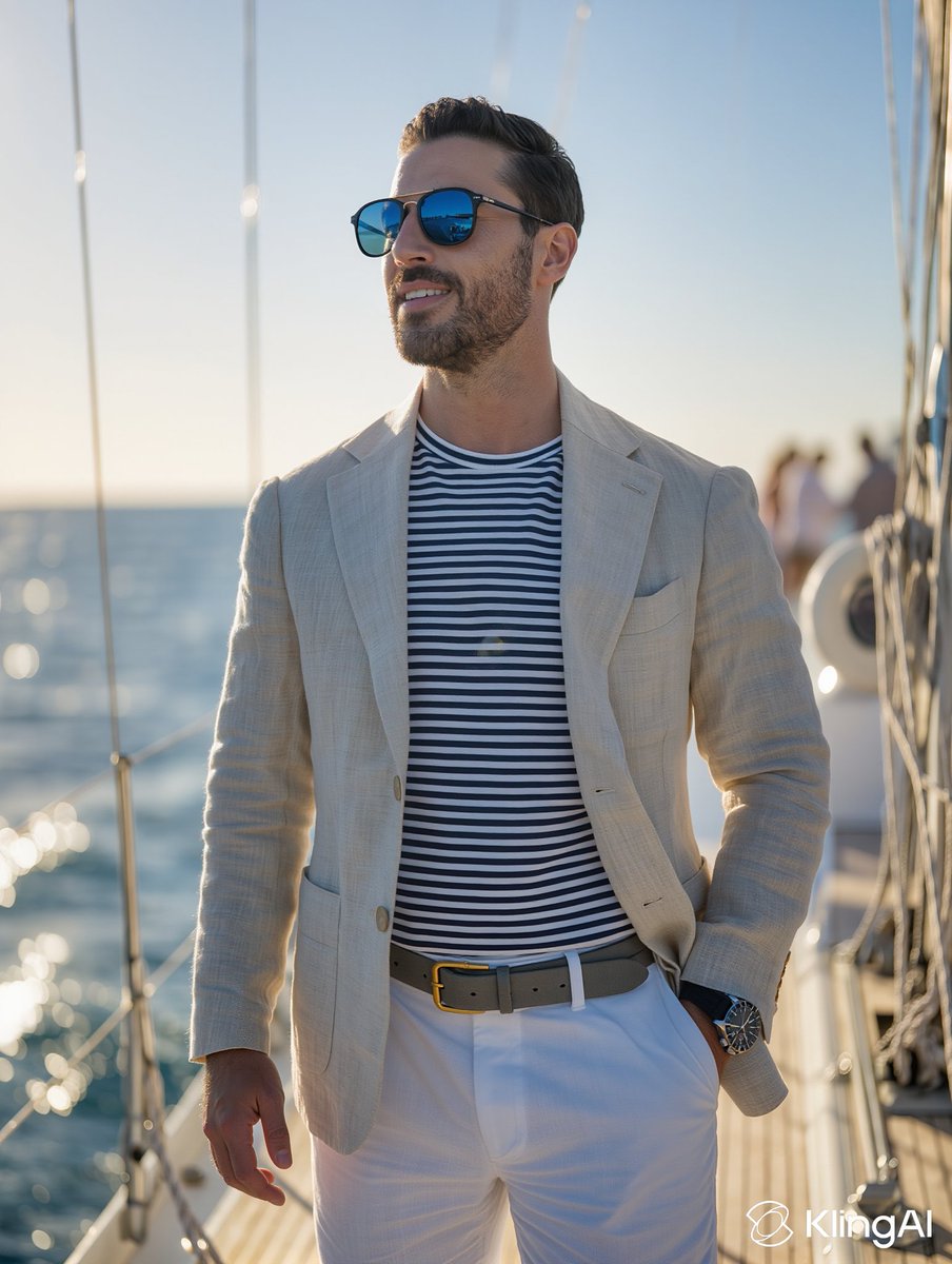 地中海游艇落日帅哥