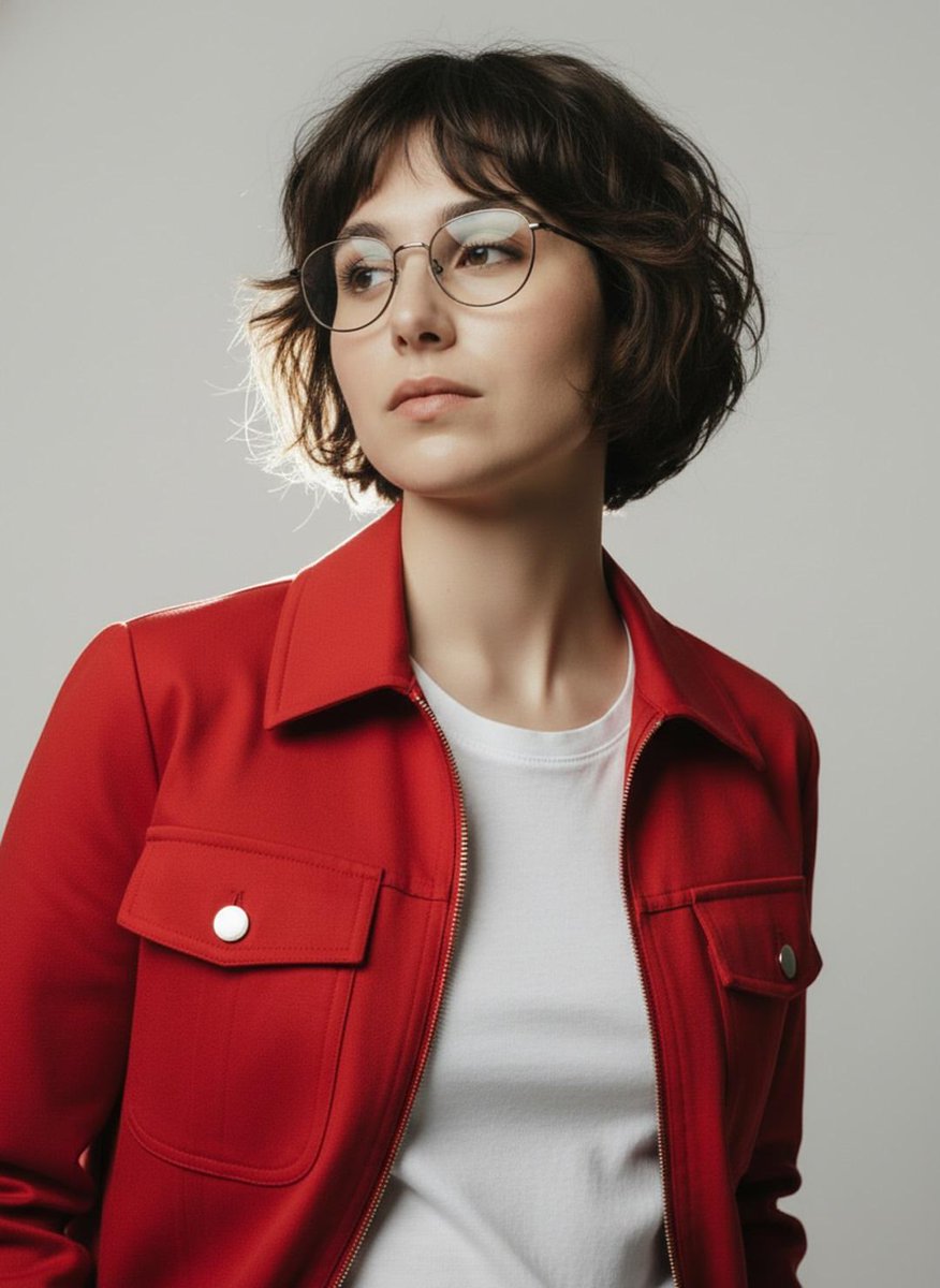 极简影棚红夹克时尚人像