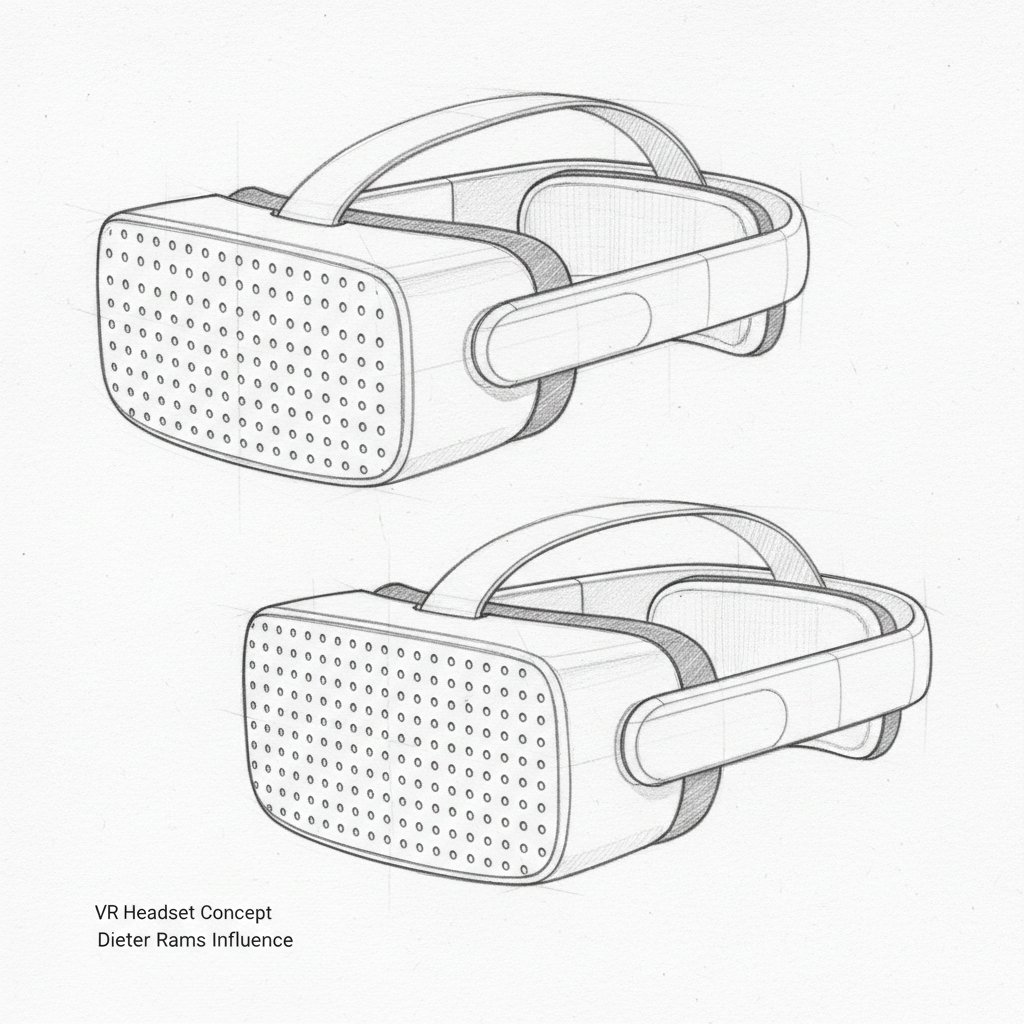极简未来VR头显工业设计手绘