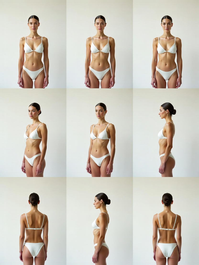 极简纯白影棚泳装模特九宫格