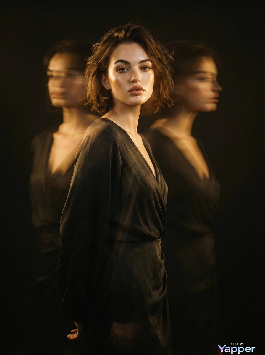 暗调影棚超现实双重曝光人像