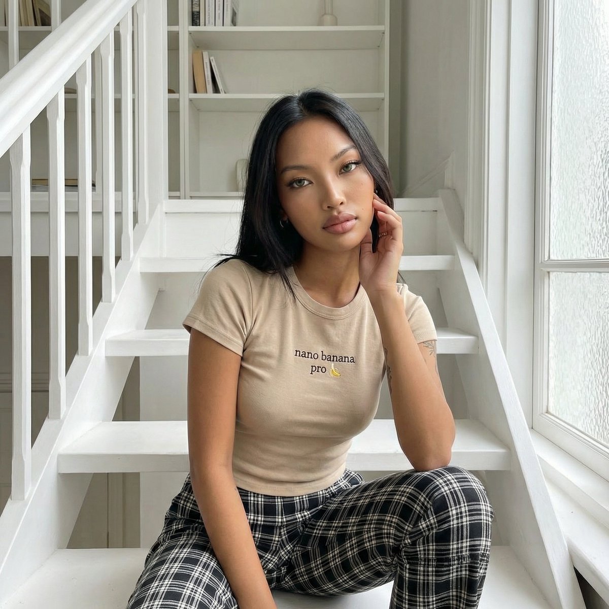 晨光白阶绿眼少女杂志写真