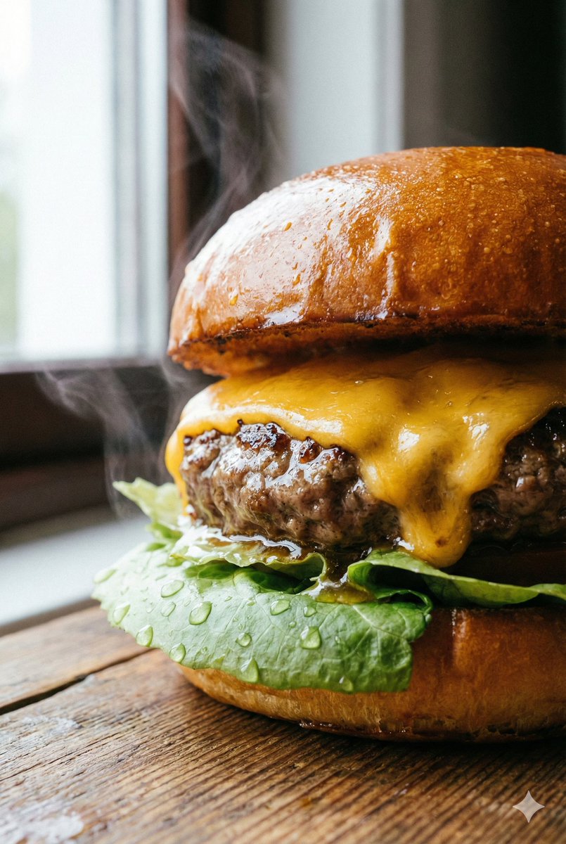 令人垂涎欲滴的融化芝士牛肉汉堡微距摄影