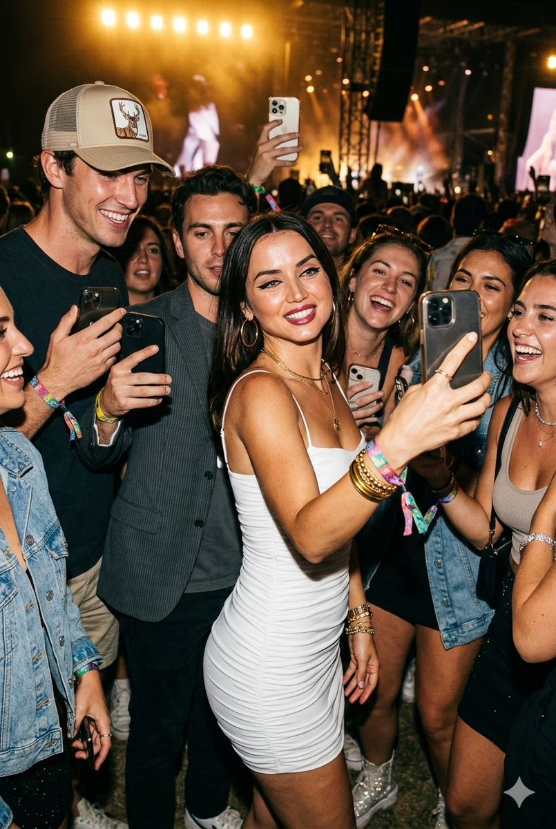 音乐节人群中的性感白裙自拍