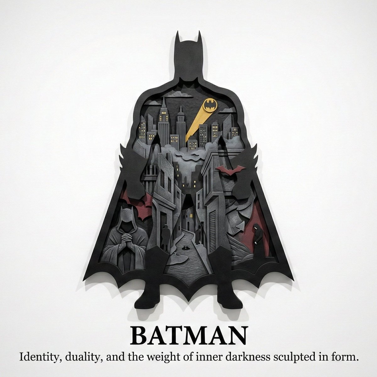 剪影内包含微缩浮雕叙事的立体画卷