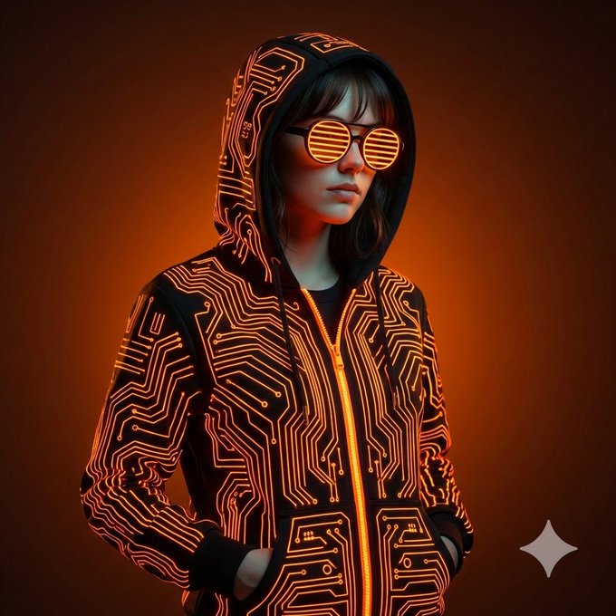 霓虹电路赛博朋克未来人像