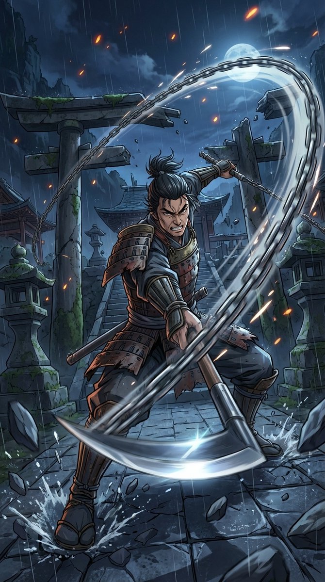 夜袭古刹锁镰破屏而出