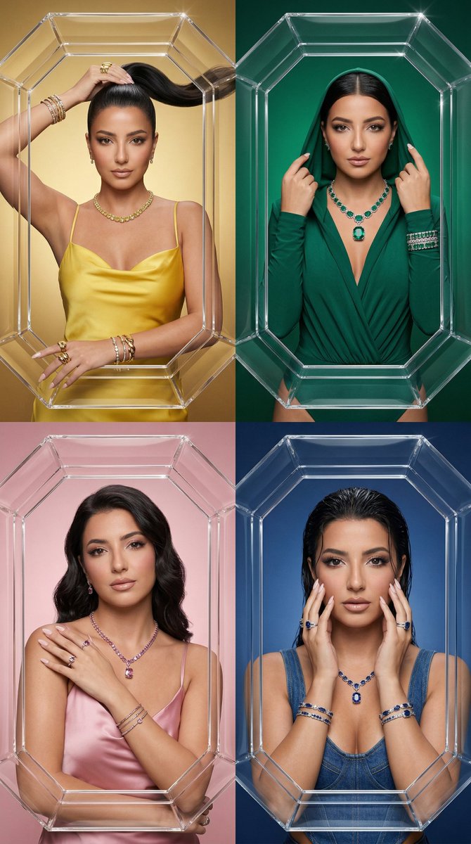 八边形画框中的奢华珠宝盛宴