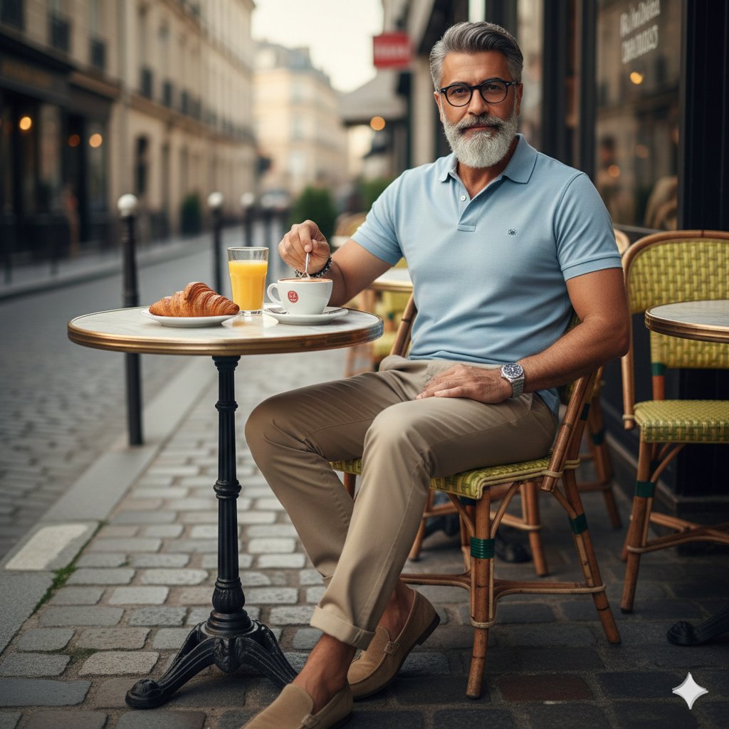 巴黎街角咖啡馆的雅致绅士