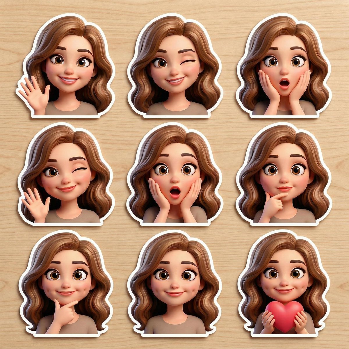 皮克斯风3D可爱多表情贴纸