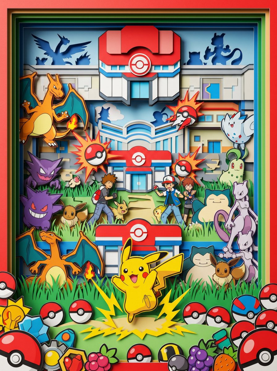 宝可梦立体纸雕奇幻世界