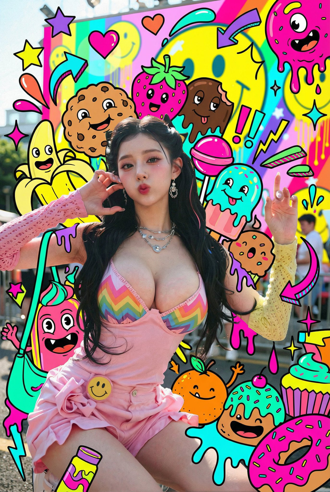 在人物周围添加糖果怪兽