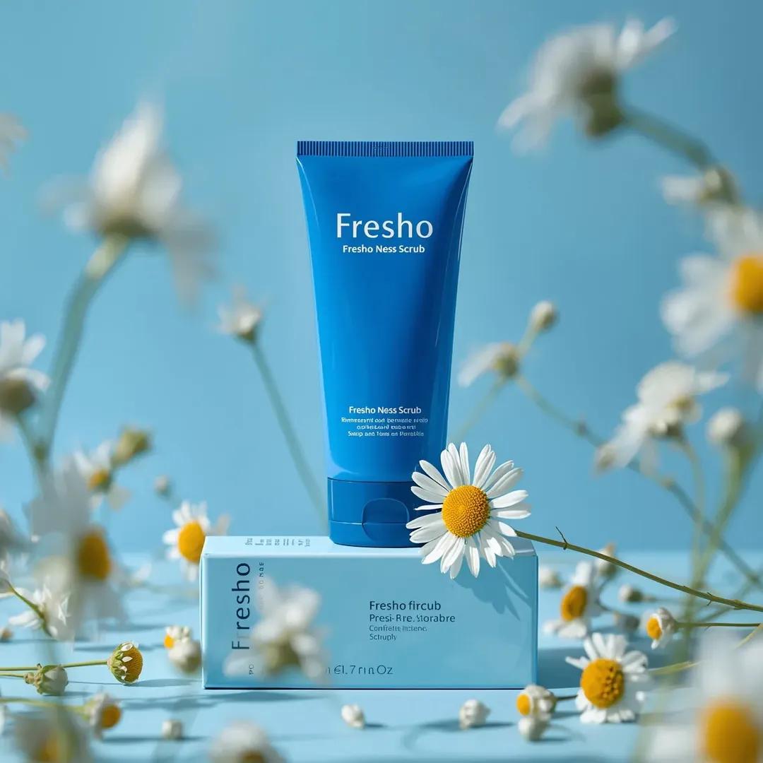 极致纯净的钴蓝护肤品商业大片