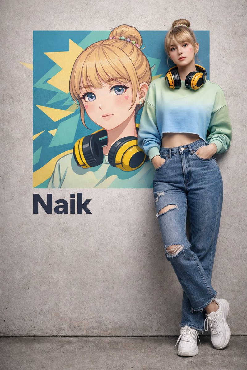 超写实少女与二次元头像的奇妙碰撞