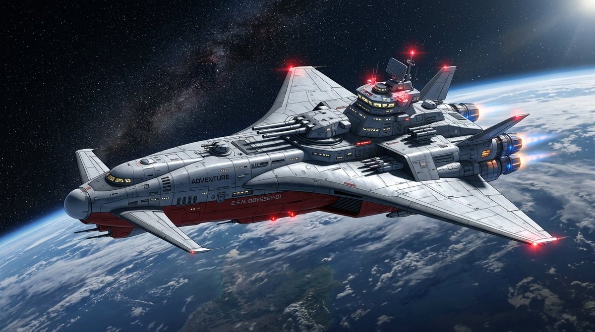 近地轨道巡航的红色星际战舰