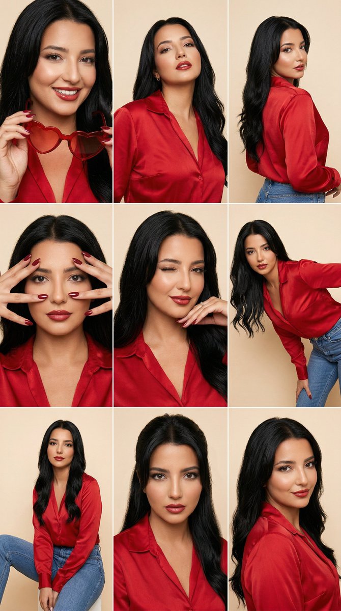 红缎心镜的酷女孩时尚大片