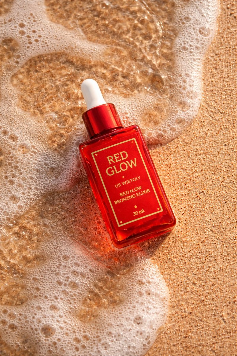 红色精华静卧金色沙滩海浪之中