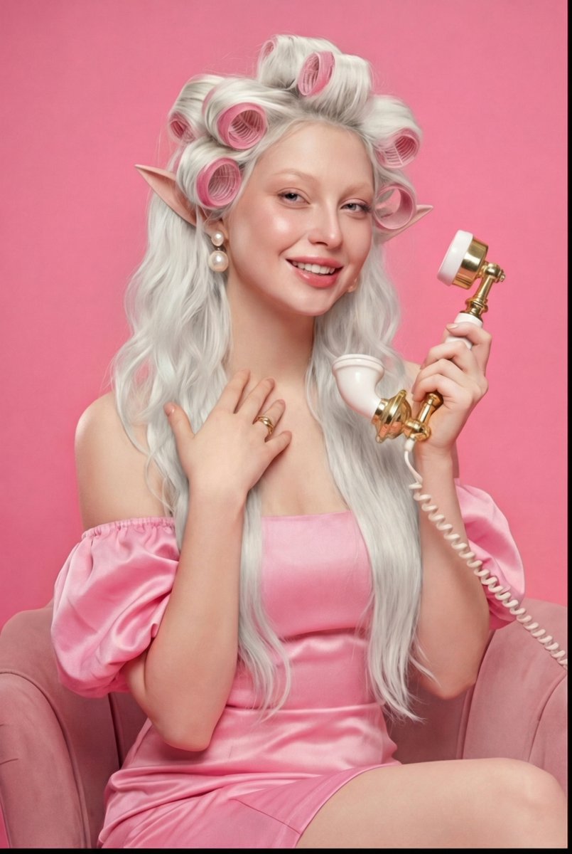 复古芭比风粉色梦境肖像