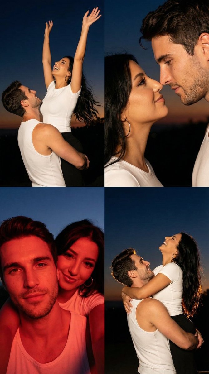 黄昏下的浪漫情侣电影感大片