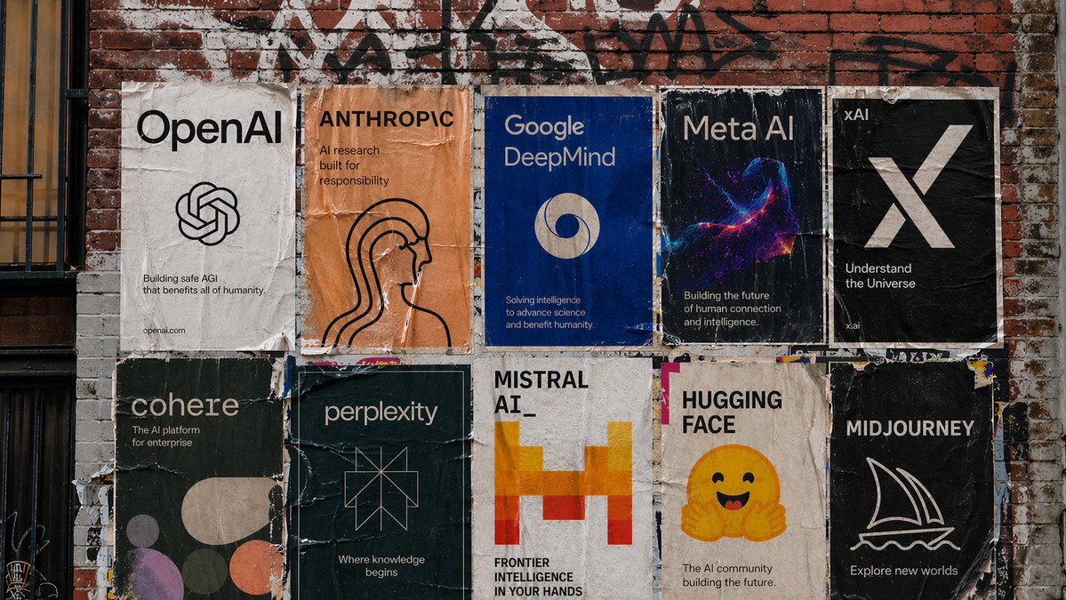 旧金山砖墙上的AI海报矩阵