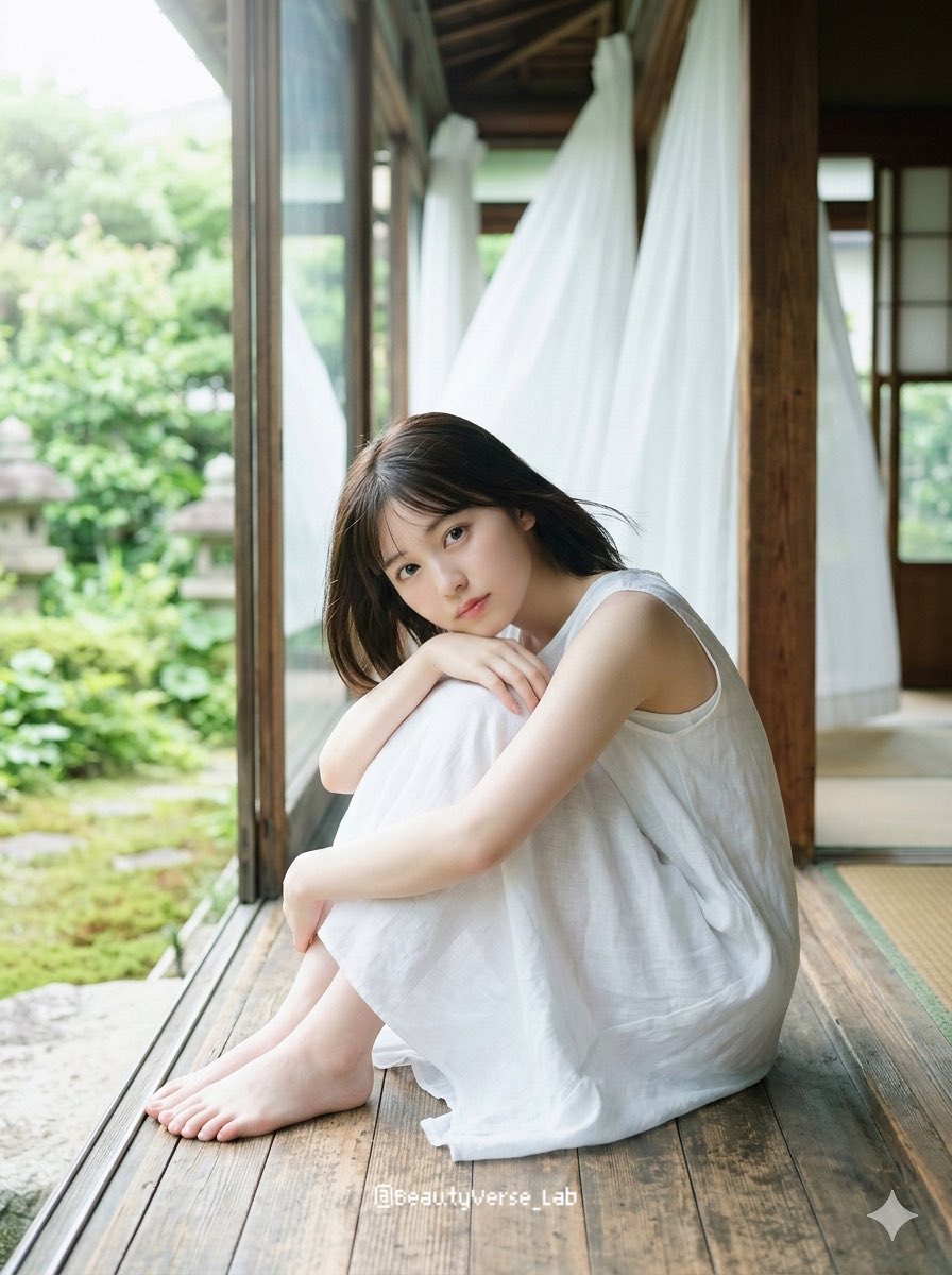 夏日缘侧的纯白空灵少女