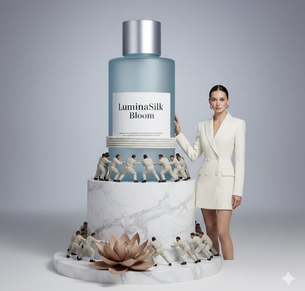 巨型香水瓶与微型工人的超现实幕后