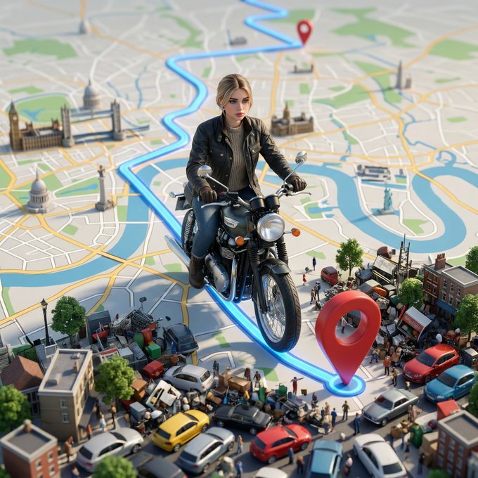 超现实摩托少女地图骑行