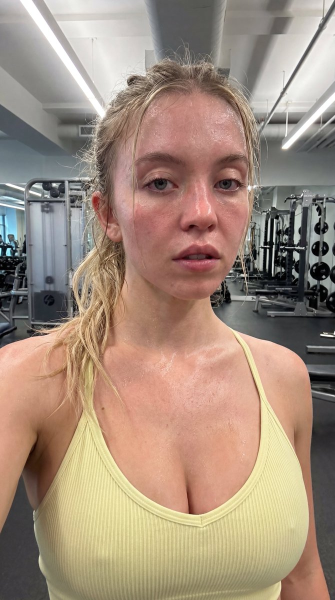 神似悉尼斯威尼的健身房自拍