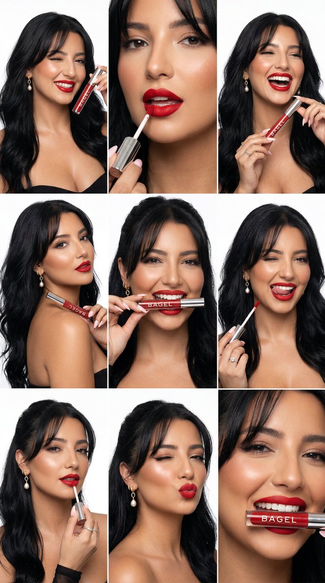超写实红唇美妆大片分格照