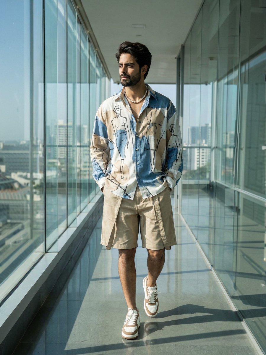 都市光影下的型男走廊时尚大片