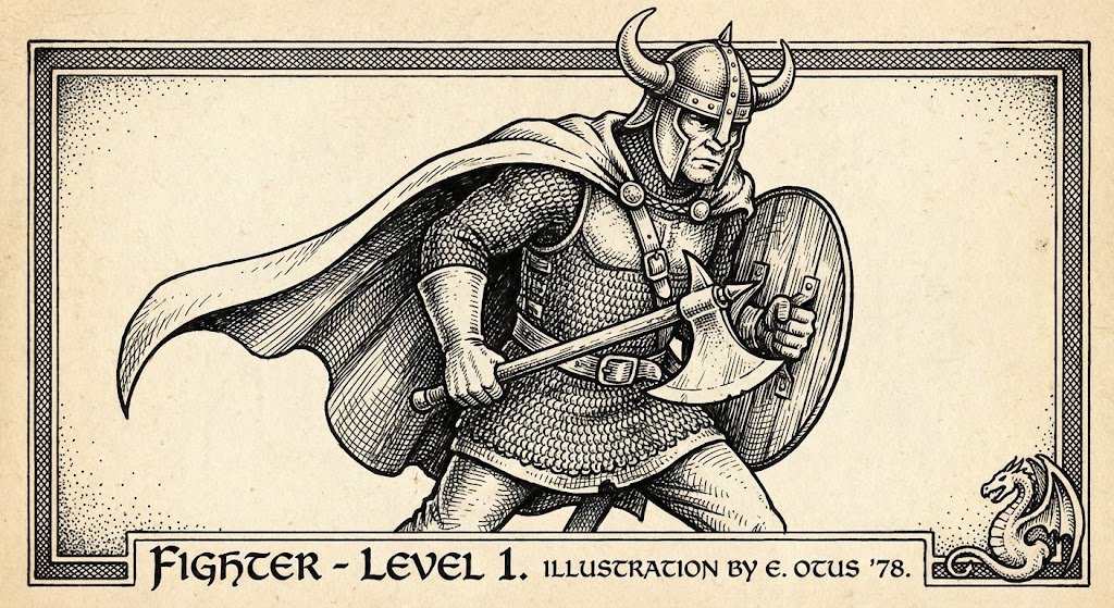 复古黑白龙与地下城奇幻战士