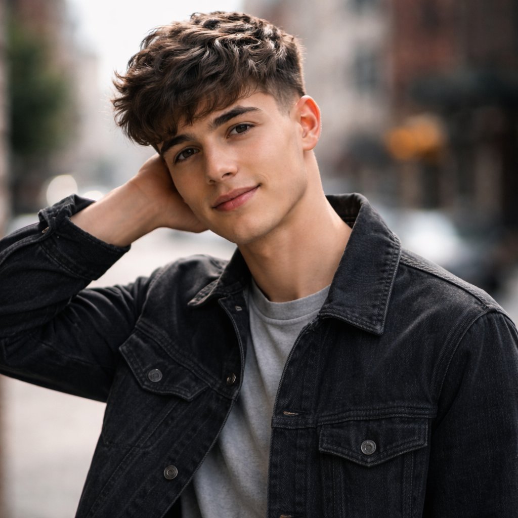 温暖光影下的沉思街头少年