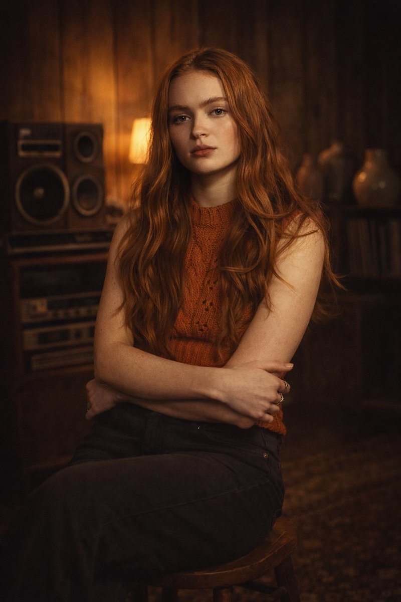 温暖复古氛围下的电影感胶片肖像