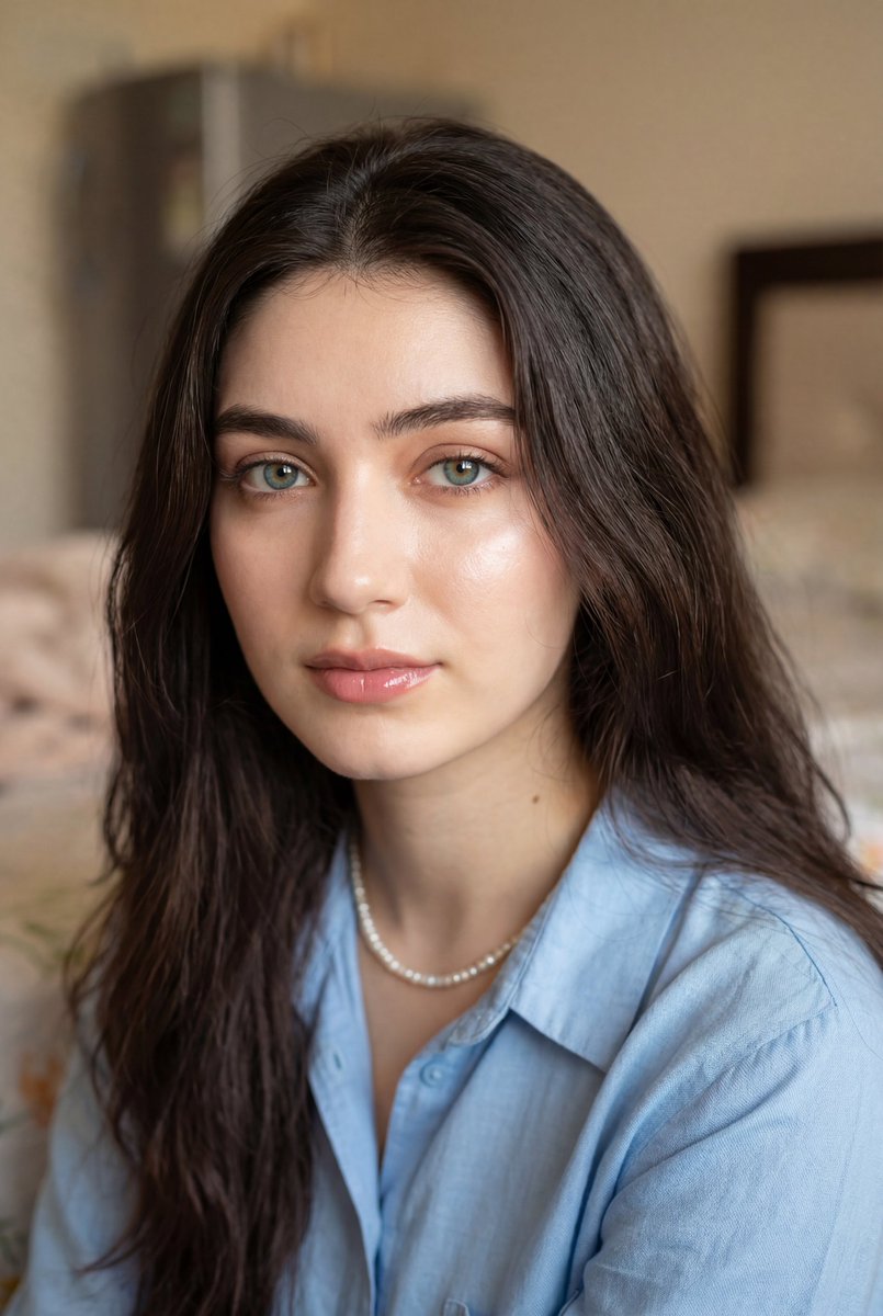 窗前蓝眼少女超写实特写